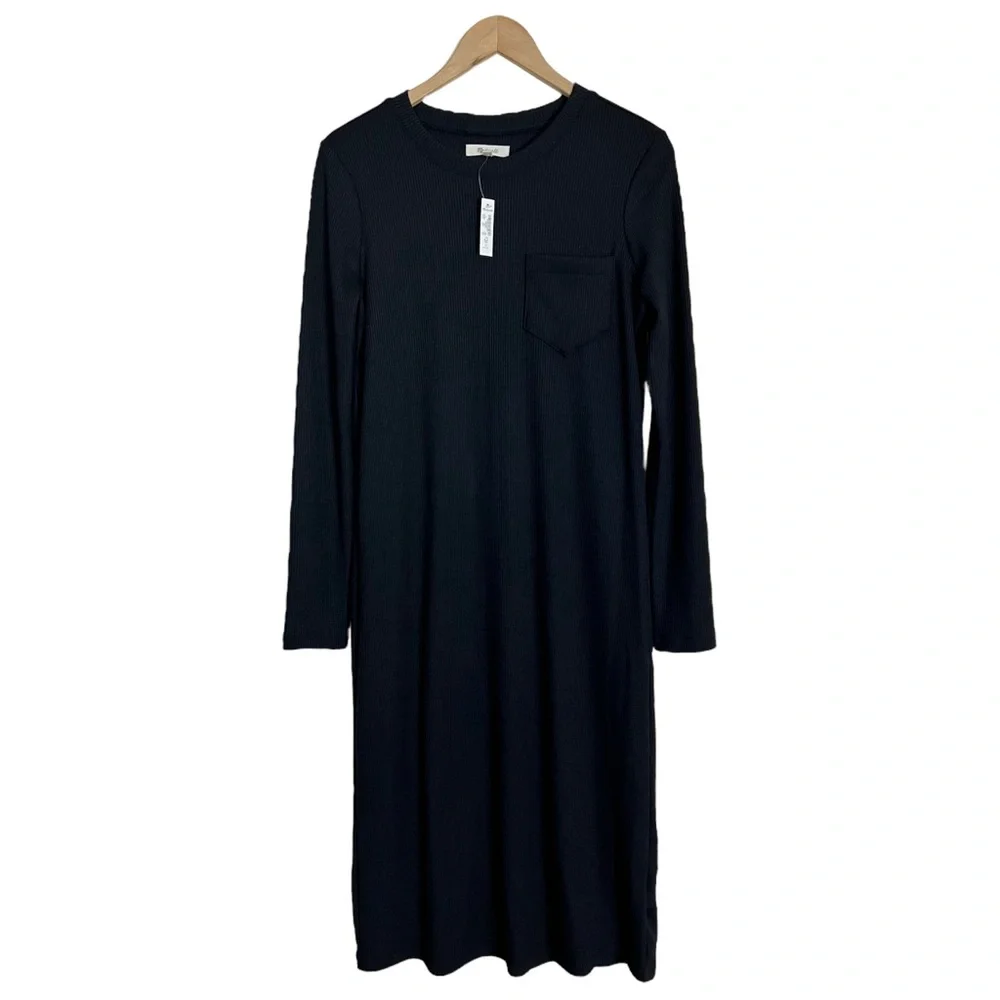 Madewell Long-Sleeve Pocket Tee Dress Size Small in Black